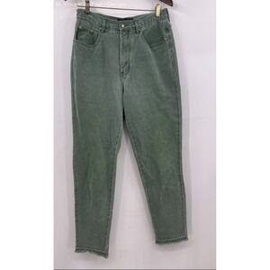 Ny Line Green Y2K 100% Cotton Tapered Relaxed Jeans Women's 12 Grunge Raw‎ Crop